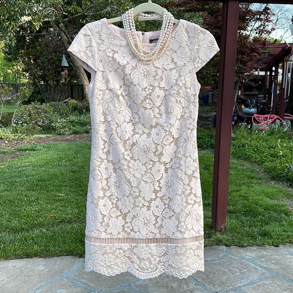 Vince Camuto Dresses & Skirts - 🌺 VINCE CAMUTO; Beautiful - Light Pink, Cap-Sleeved Lace Dress in Misses Size 2